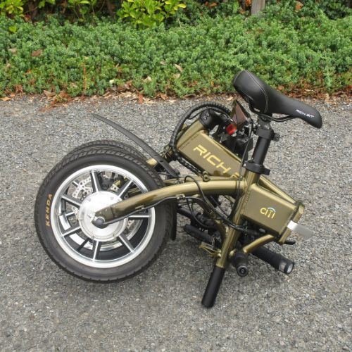 【中古車特価 超美品】RICHBIT/CITY ゴールデンオリーブ 電動バイク 折畳み可能 ★自賠責~4年分付★(特定小型原付)