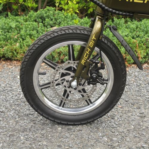 【中古車特価 超美品】RICHBIT/CITY ゴールデンオリーブ 電動バイク 折畳み可能 ★自賠責~4年分付★(特定小型原付)
